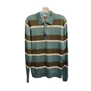 Todd Snyder Teal Green Striped Polo Sweater